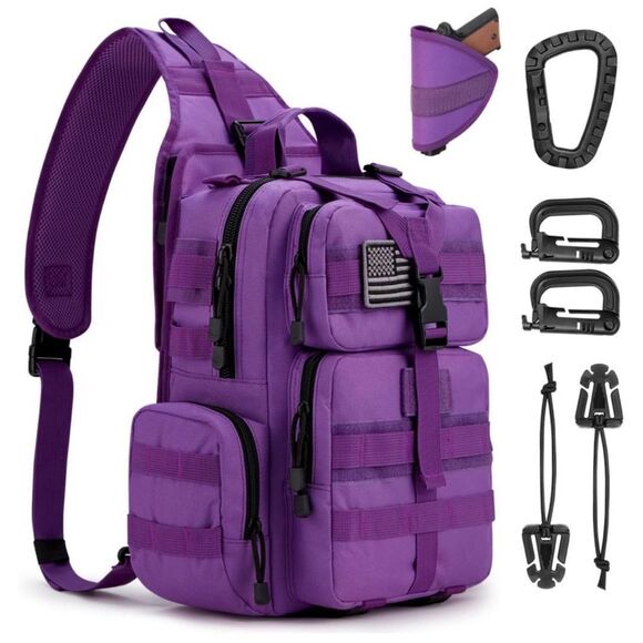 Tactical EDC Sling Bag Backpack with Pistol Holster Military Shoulder Backpack - Picture 1 of 12